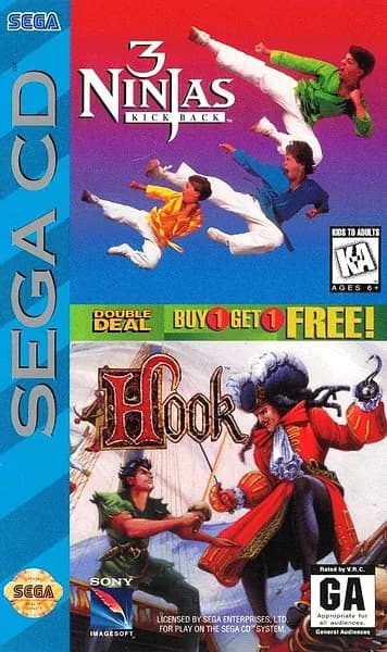 3 Ninjas Kick Back / Hook Sega CD Box Art